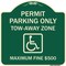 Signmission Permit Parking Tow-Away Zone Maximum Fine Heavy-Gauge Aluminum Sign, 18" L, 18" H, G-1818-23318 A-DES-G-1818-23318 - alternate 1